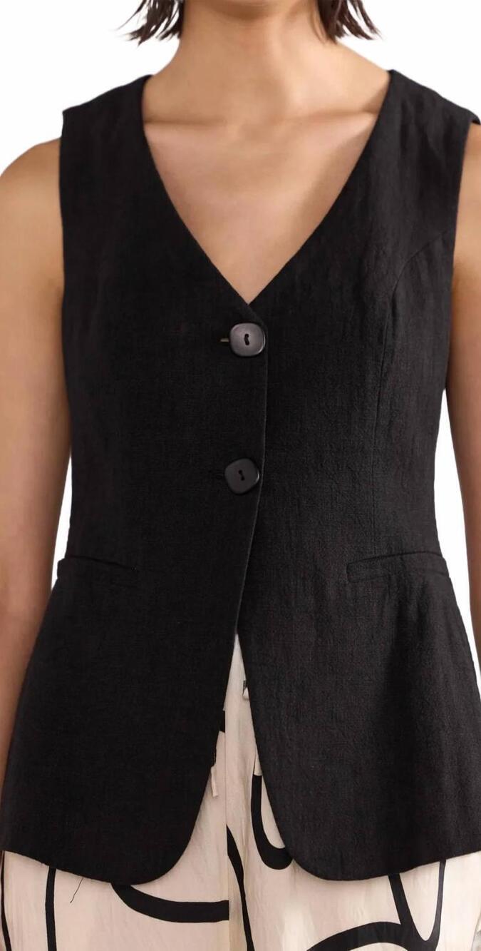 NEW STAPLE THE LABEL athena longline vest in black